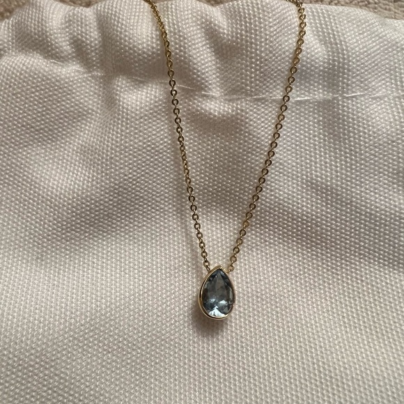 James Michelle Ocean Drop 14K Gold Necklace in Blue Aquamarine - Picture 2 of 8